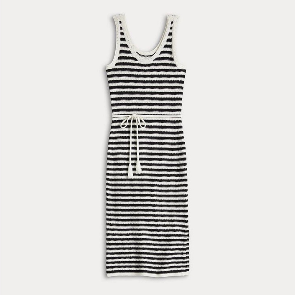 Nine West Crochet Tie Waist Sleeveless Maxi Dress Black & White Size XL